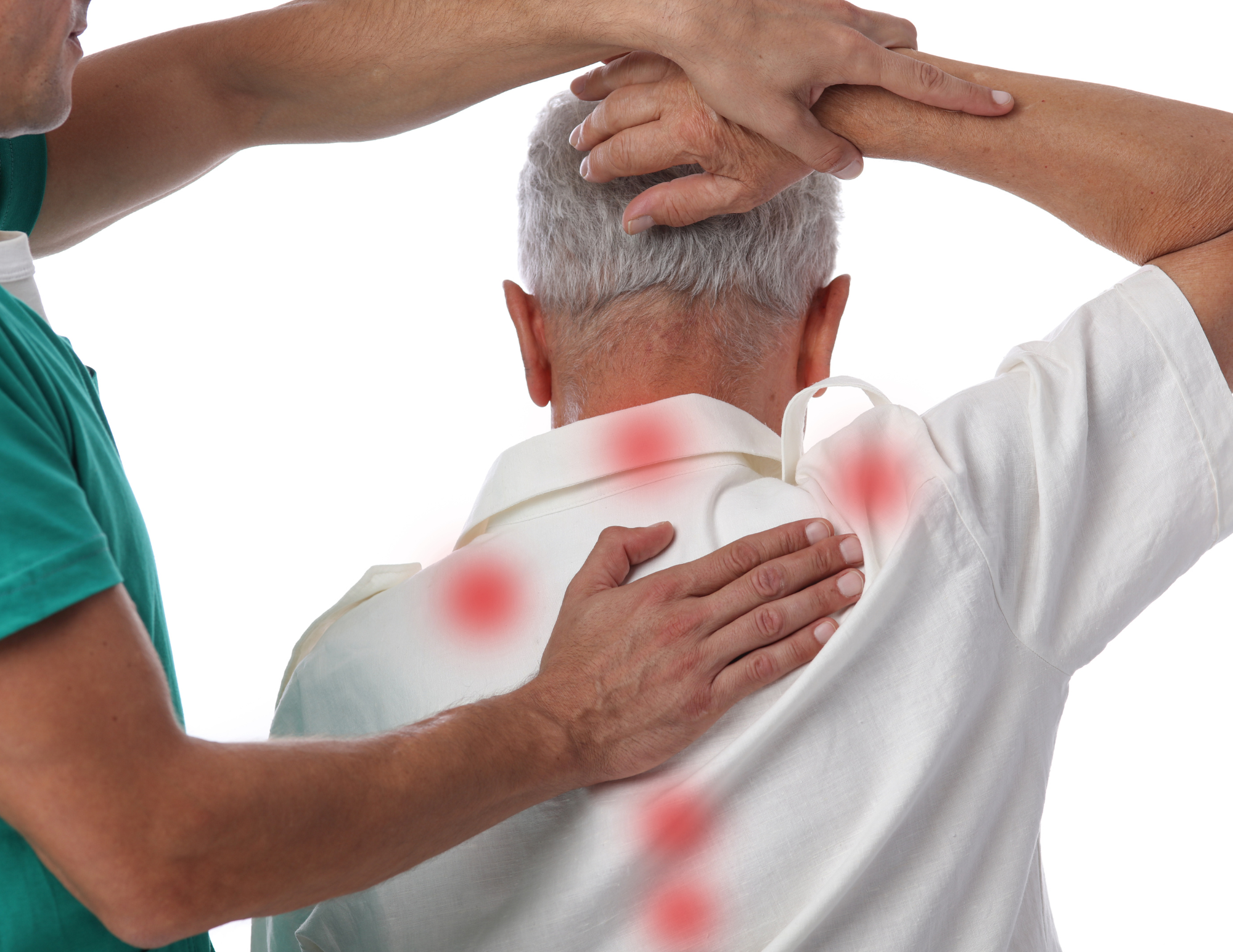 Doctor examining a patient's back for pain diagnosis